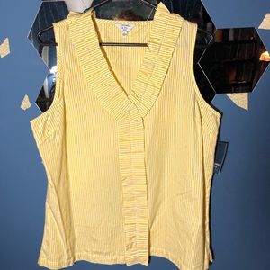 NWT Crown & Ivy ruffled sleeveless Striped Blouse